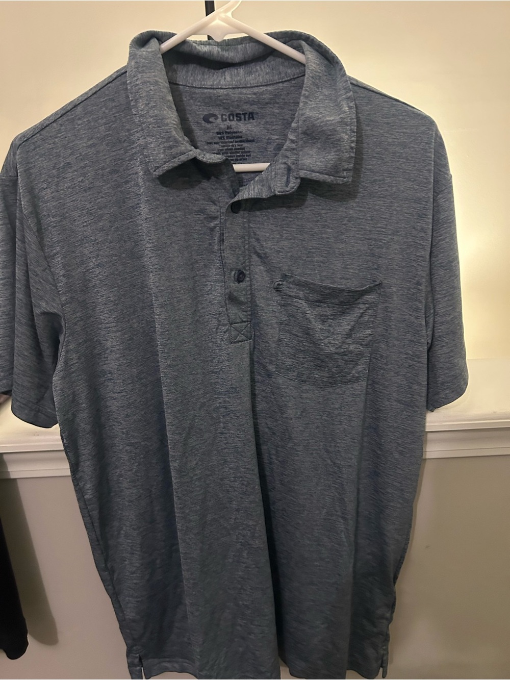 Costa Men's Heathered Slate Blue Polo with Chest Pocket